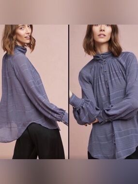 Anthropologie Feather Bone Marietta Button Down Blouse Medium